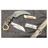 Knife Lot Including Folding and Fixed Blades
