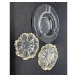 Three-Piece Glass Ashtray Set with Textured and Sm