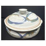 Handcrafted Ceramic Lidded Casserole with Abstract