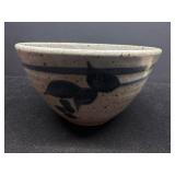 Handcrafted Stoneware Bowl with Painted Floral Des