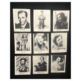 Nine Vintage Celebrity Trading Cards Featuring Fil