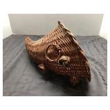 Handwoven Wicker Cornucopia Basket, Approximately