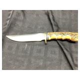 Ruko Fixed Blade Knife with Brass Guard and Stag-S