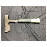Metal Hatchet with Green Textured Handle and Rivet