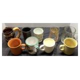 10 Assorted Decorative Mugs and Glasses