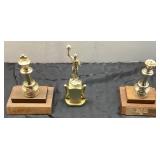 Three Vintage Trophies with Wooden Bases