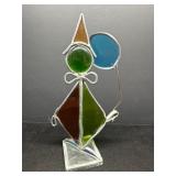 Stained Glass Clown Figurine with Balloon and Bow