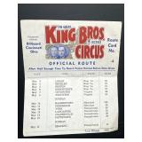 1948 King Bros Circus Route Card No. 4