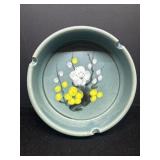 Hand-Painted Ceramic Ashtray with Floral Design