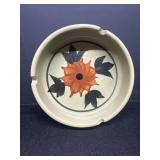 Hand-Painted Ceramic Ashtray with Floral Design