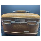Brown Vinyl Hardshell Suitcase With Combination Lo
