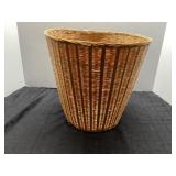 Woven Bamboo Basket, Approximately 11 Inches Tall