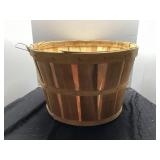 Wooden Bushel Basket with Metal Handles, 12 Inches