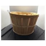 Wooden Slat Bushel Basket with Metal Handles, 12 x