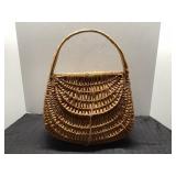 Handwoven Wicker Bag with Handle, 12 x 15 Inches