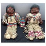 Two Handmade Native American Fabric Dolls with Bab