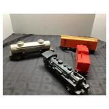 4 Vintage Model Train Cars in Mixed Designs