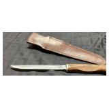 Sharp Fixed Blade Knife with Leather Sheath, Made