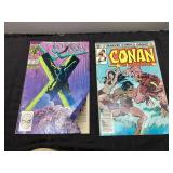 Two Comic Books: Marvel X-Men and Conan