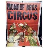Monroe Bros. Circus Poster 28x20 c.1950s