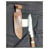 Fixed Blade Hunting Knife with Leather Sheath