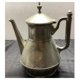 Mid 19th Century Pewter Coffee Pot 9" Tall