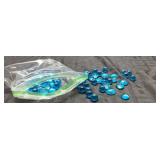Blue Glass Marbles, 50+ Pieces