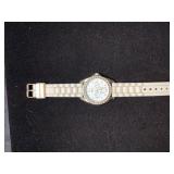 Geneva Quartz Watch With White Band, New