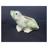 Green and Cream Ceramic Frog Planter
