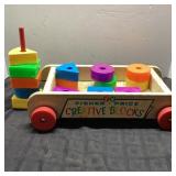 Fisher Price Creative Blocks Toy Wagon, Vintage