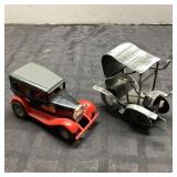 Red Frantic Flyer Toy Car & Metal Model Car Pair