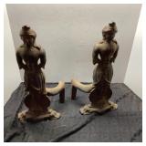 Cast Iron Figural Fireplace Andirons