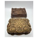 Carved Floral Resin Trinket Boxes