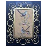 Needlepoint Birds in Ornate Gold Scroll Frame