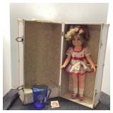 1960s Doll with 1930s Pitcher, Button, Shirley Tem