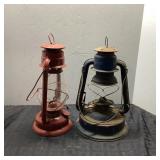 Metal Lanterns, Red and Blue, 12 Inches
