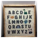 Wood Framed Animal Alphabet Sign, 24 x 24 Inches