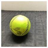 Lemon Yellow Leather Softball with Black Stitching