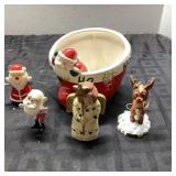 Christmas Figurines and Santa Mug