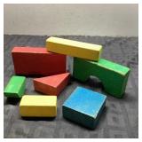 Vintage Wooden Colorful Toy Blocks Assortment