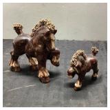 Pair Ceramic Horses Mare and Foal Figurines