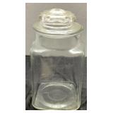 Clear Glass Square Storage Jar With Lid, 9 Inches
