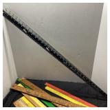 Yard Sticks Lot, 2 Metal, 2 Broken