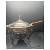 Silver-Plated Chafing Dish with Wooden Handle