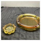Amber Glass Ashtrays, 3' and 8' Wide