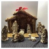 9-Piece Nativity Set Marked 6088 with Stable