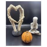 Skeleton Decor Lot with Pumpkin Accent