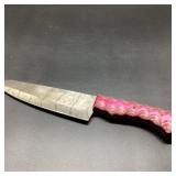 Damascus Chef Knife with Pink Handle, 10.5 Inch