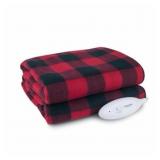 Biddeford Heated Fleece Throw 60x50 Red Plaid