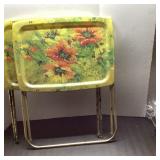 Vintage Floral Metal TV Tray Tables